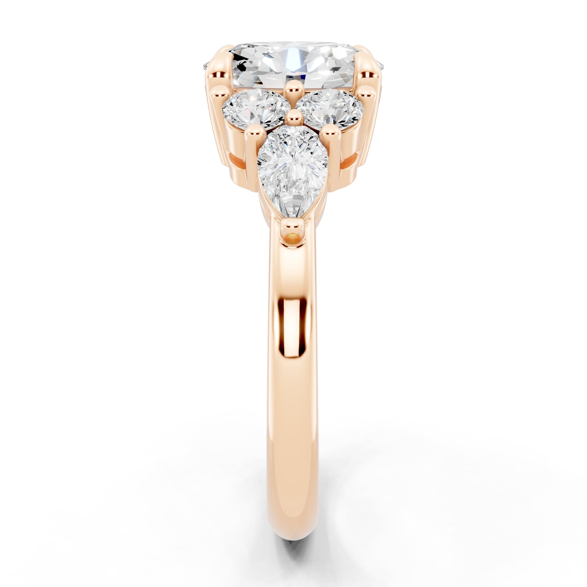 Customizable 1ct center Lab Diamond with Pear Diamonds on the sides