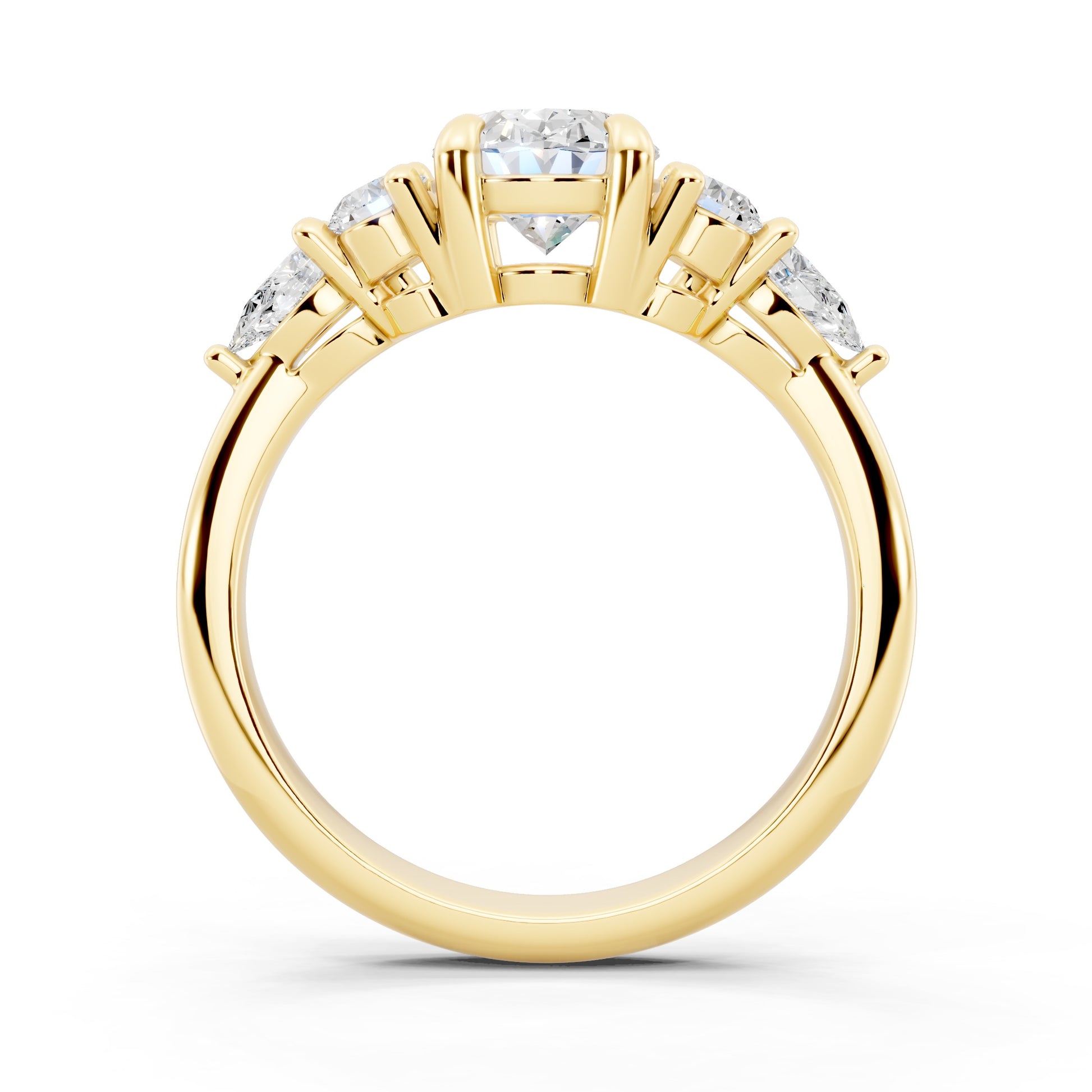 Customizable 1ct center Lab Diamond with Pear Diamonds on the sides