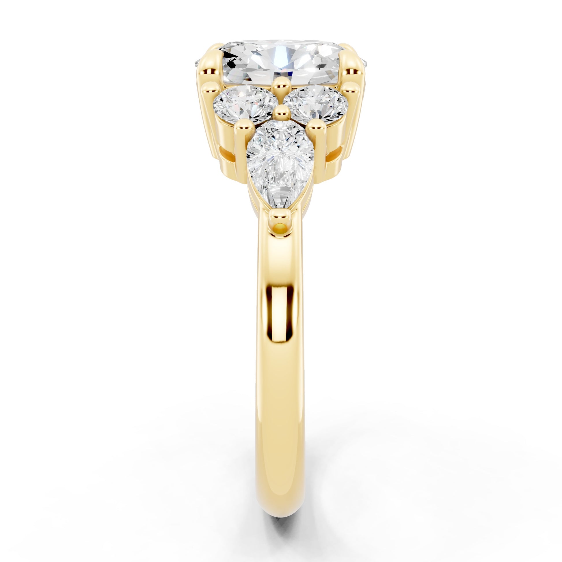 Customizable 1ct center Lab Diamond with Pear Diamonds on the sides
