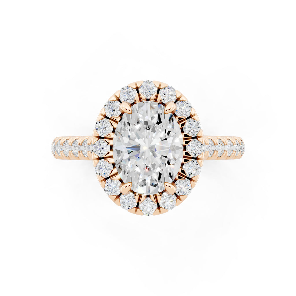 Customizable 1ct Halo Oval cut Lab Diamond Cathedral setting Engagement Ring