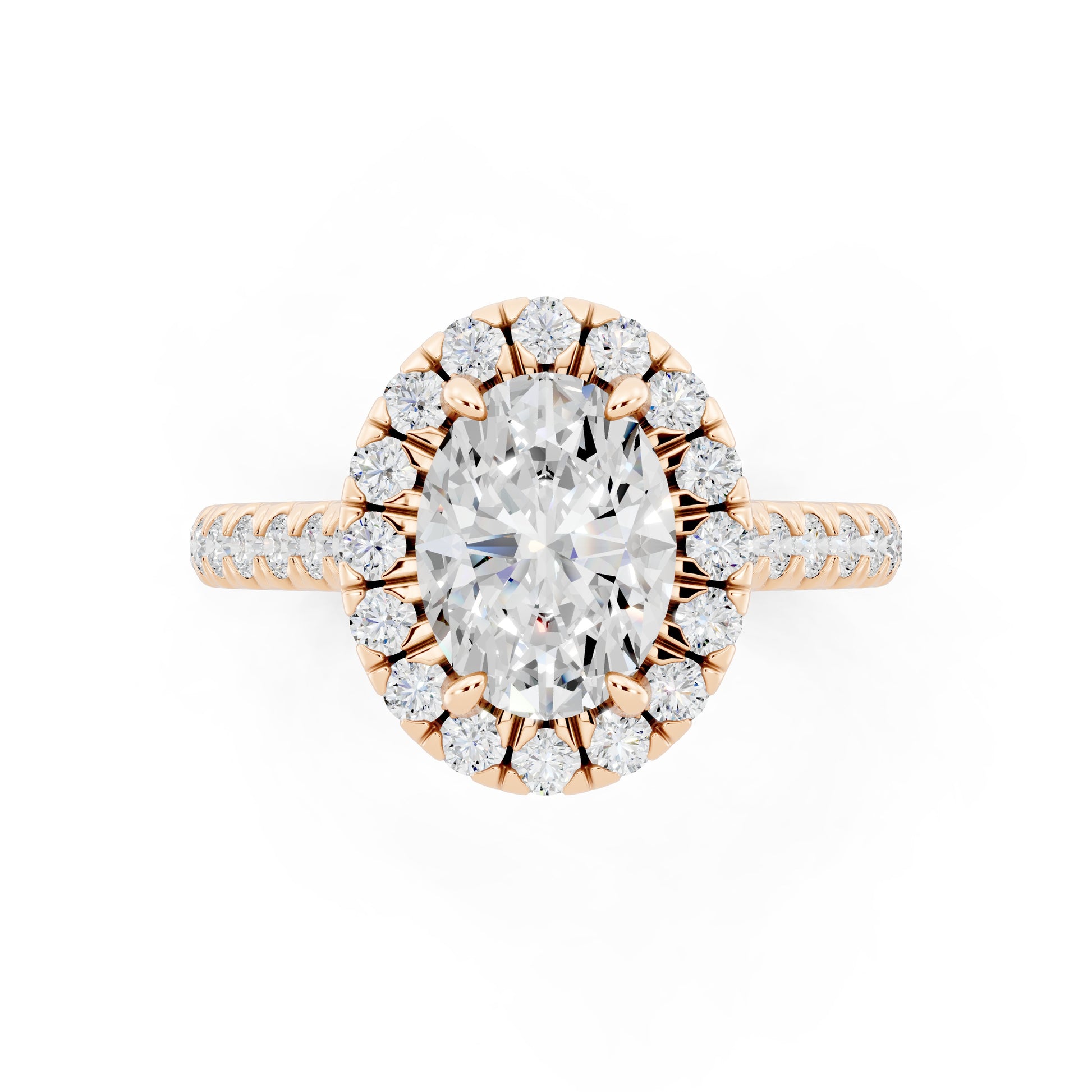 Customizable 1ct Halo Oval cut Lab Diamond Cathedral setting Engagement Ring
