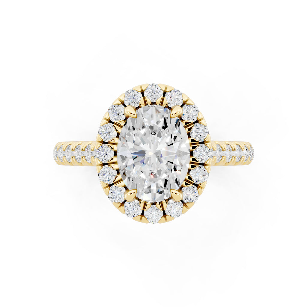 Customizable 1ct Halo Oval cut Lab Diamond Cathedral setting Engagement Ring