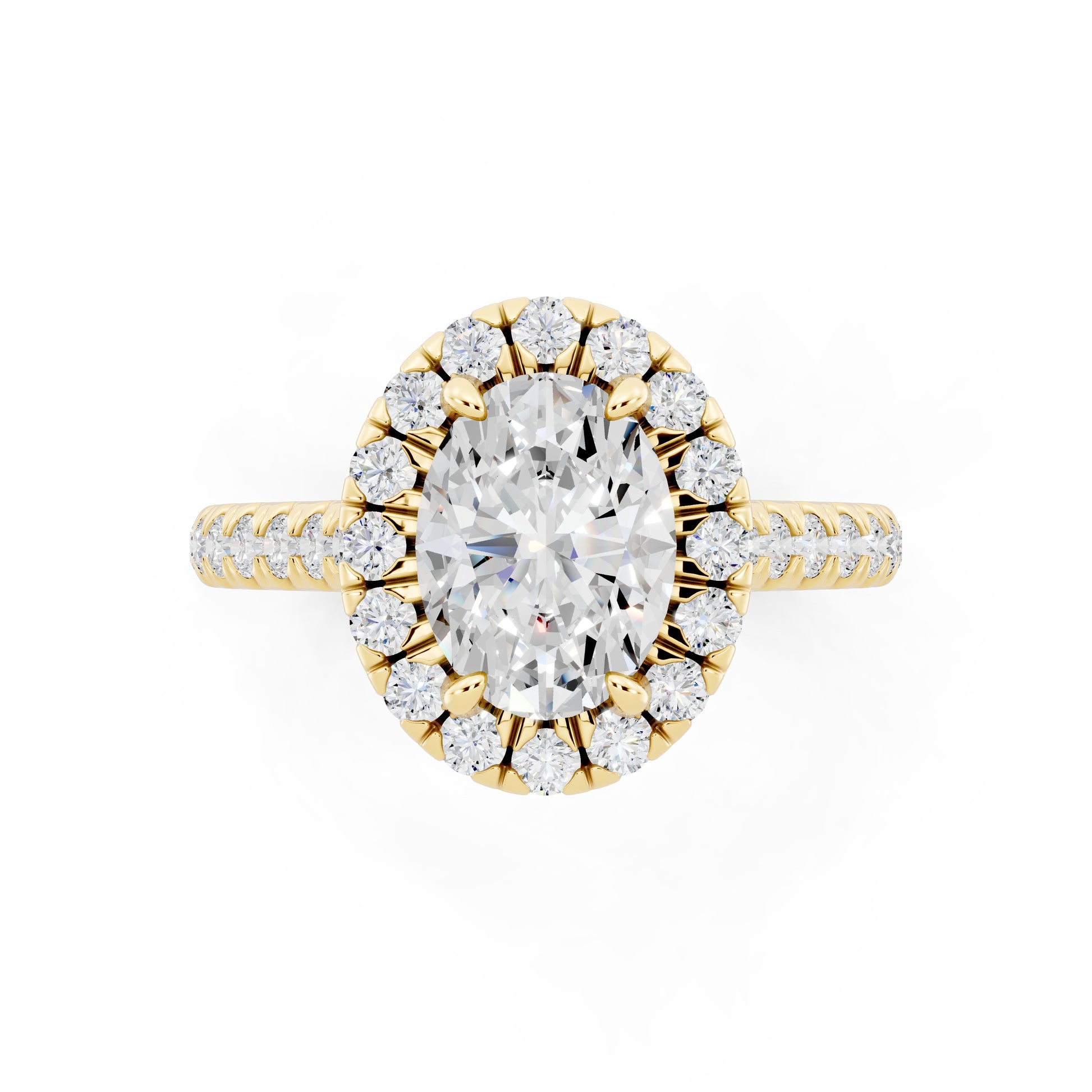 Customizable 1ct Halo Oval cut Lab Diamond Cathedral setting Engagement Ring