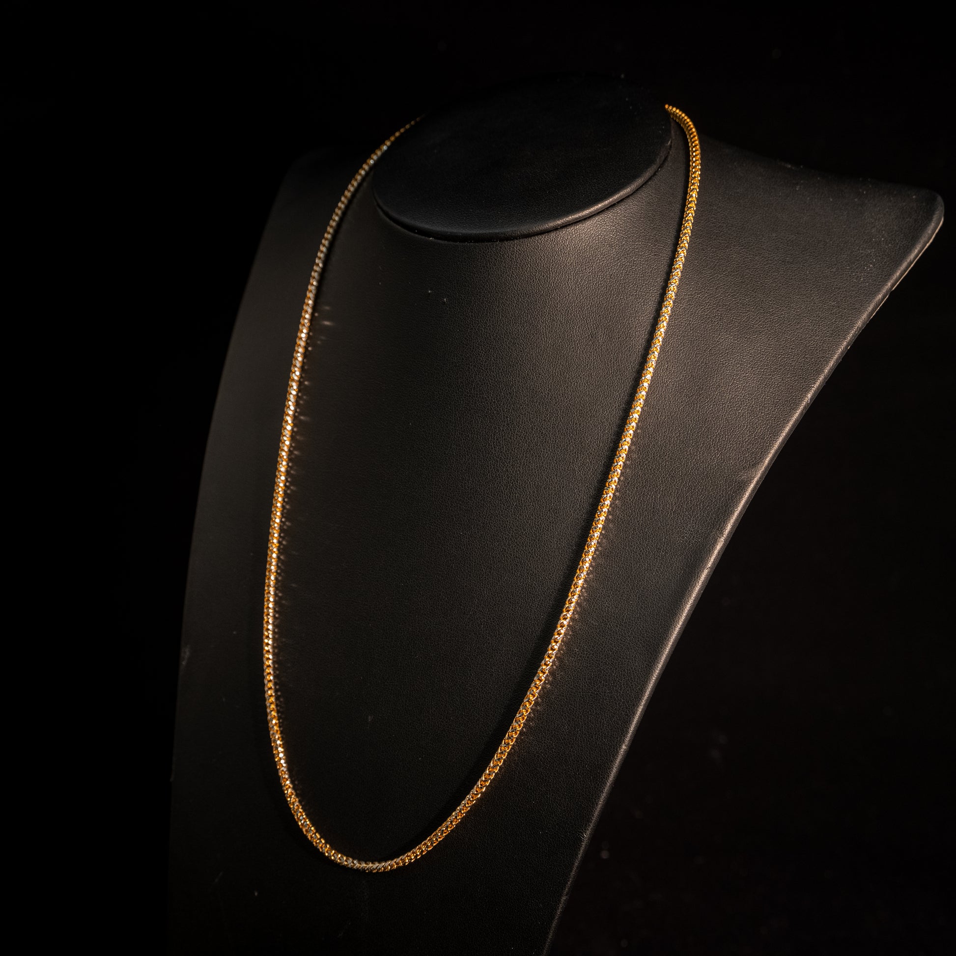 10k Gold Round Franco 2 tone Pineapple Chain 2.7mm wide diamond cut