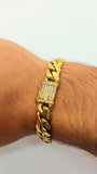 Men's monster gold Cuban link bracelet with box lock