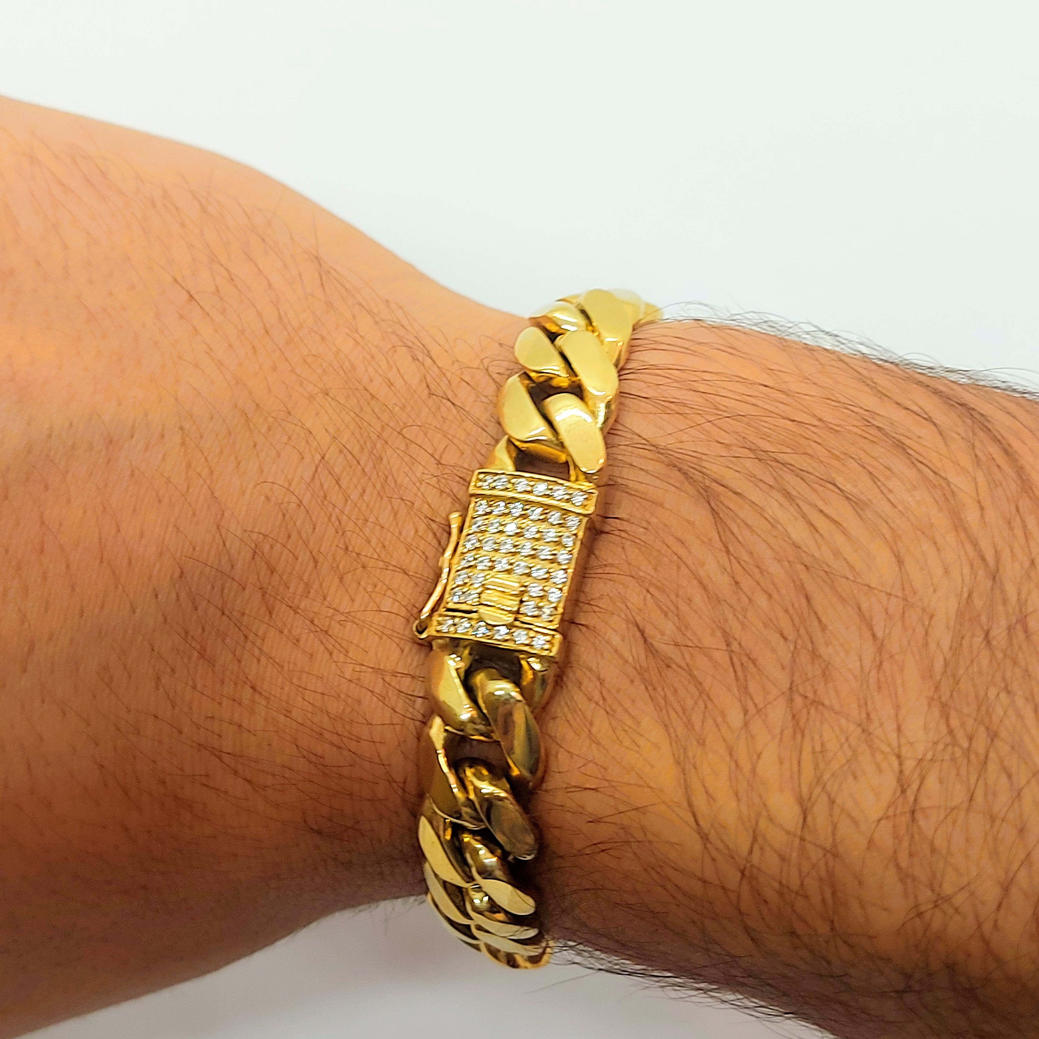 Men's monster gold Cuban link bracelet with box lock