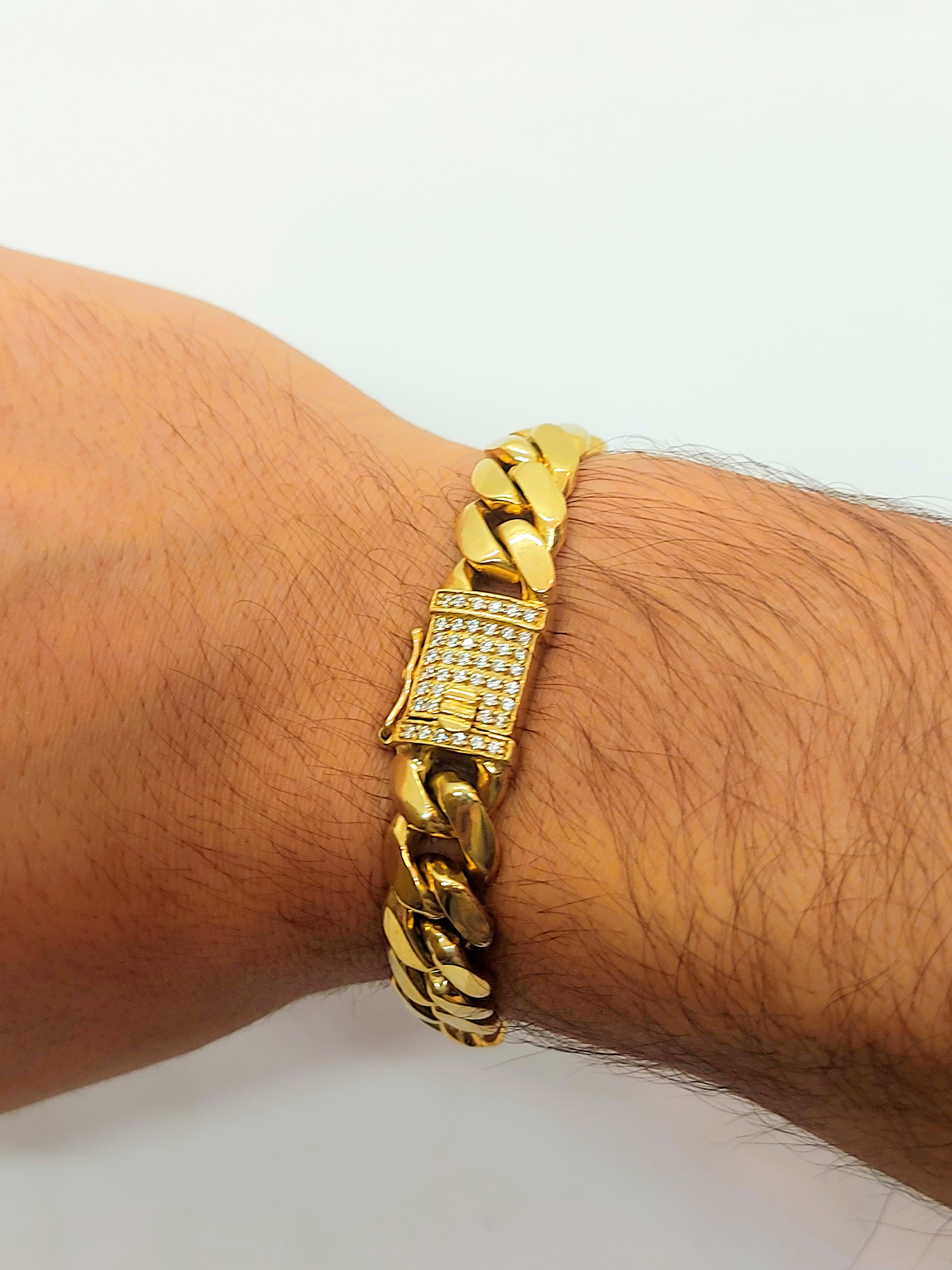 Men's monster gold Cuban link bracelet with box lock