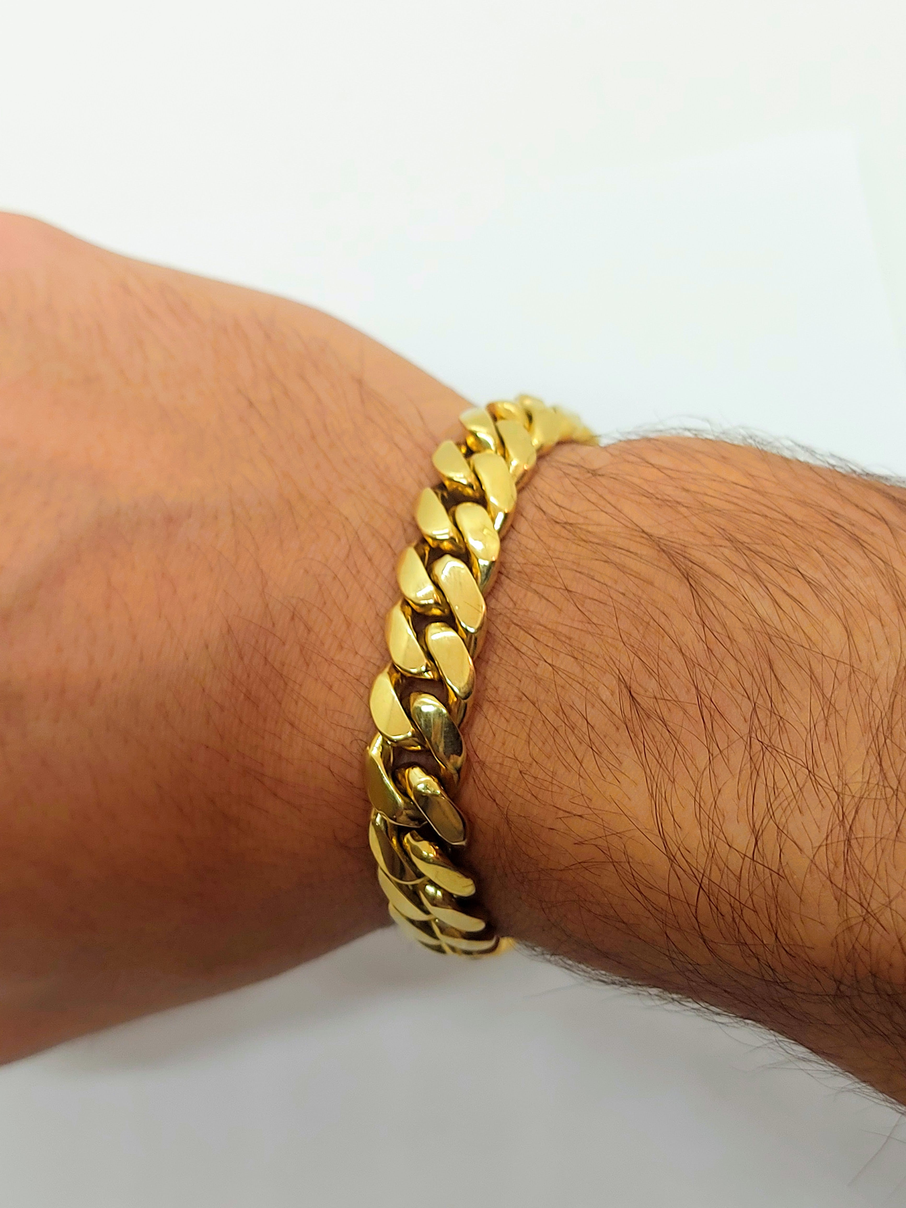 10k Men's gold Cuban link bracelet with box lock – Bijouterie-Panthère