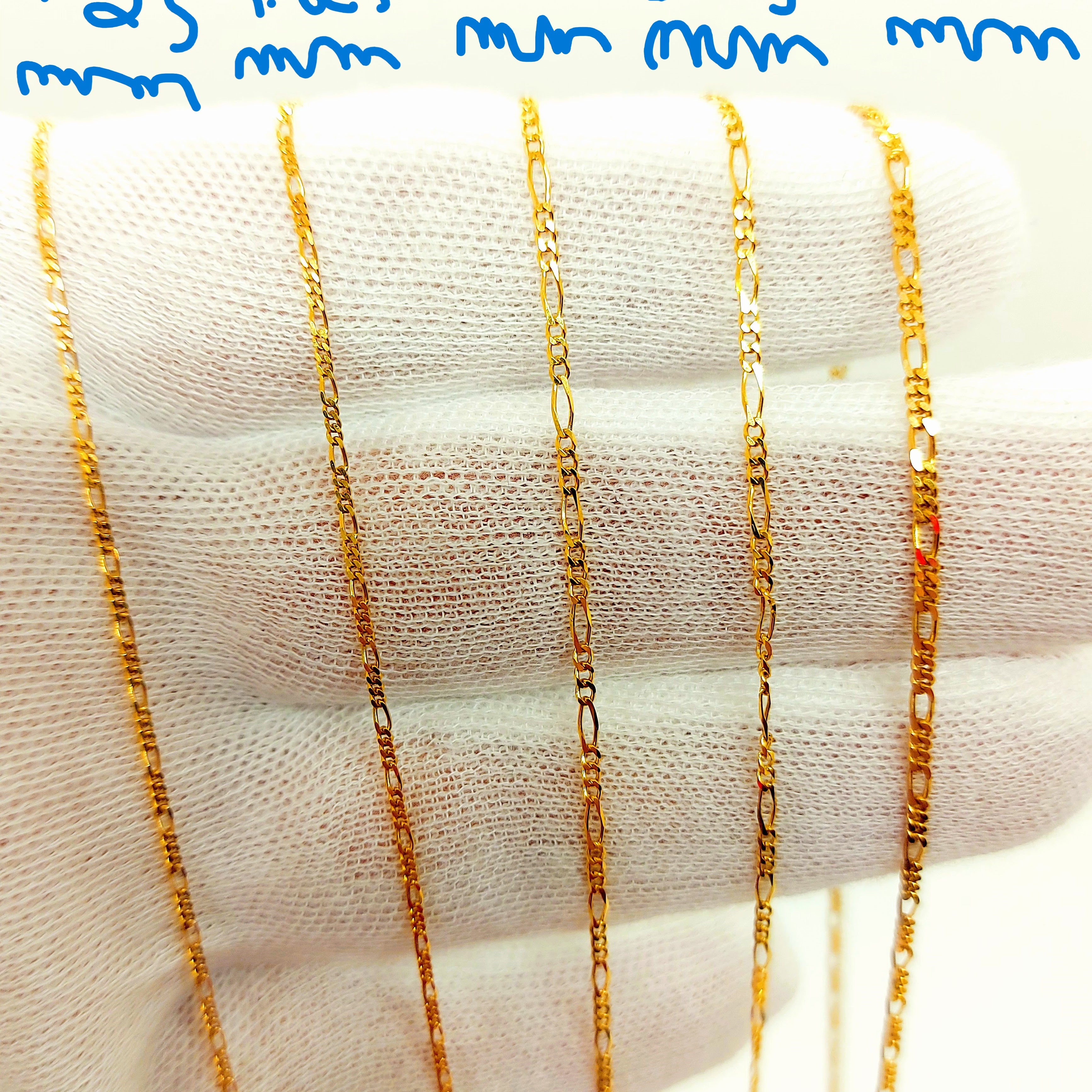 Figaro Chains Necklaces 10k Solid Gold Italian made Real Gold