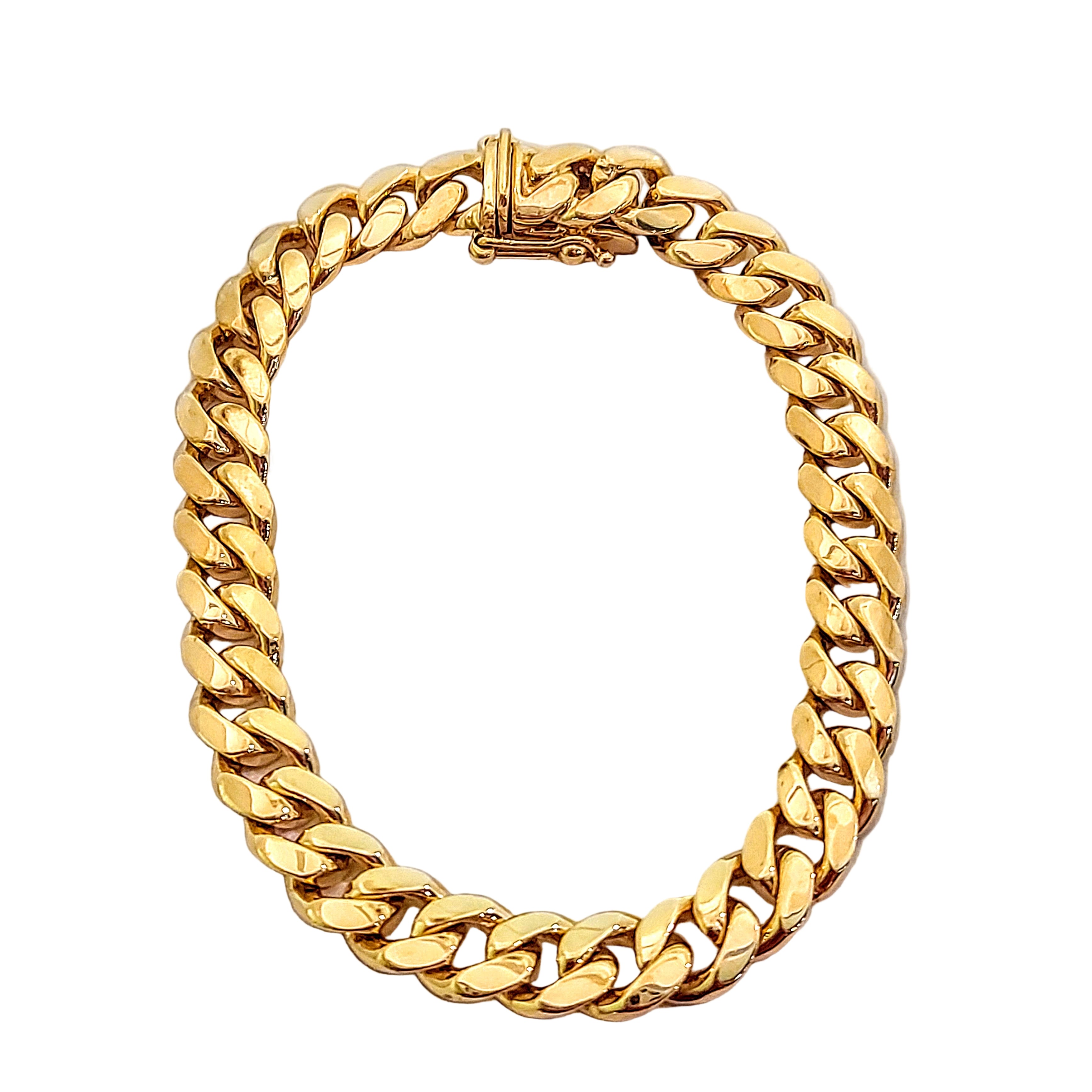 Bracelet cubain en or 10K, fabrication italienne