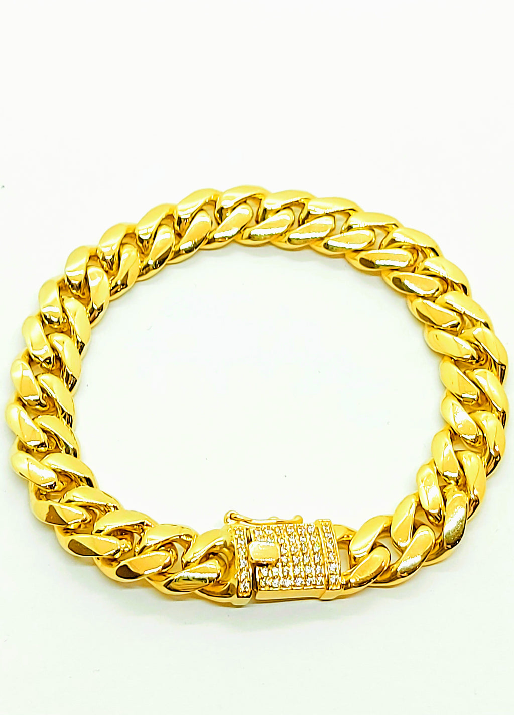 Men's monster gold Cuban link bracelet with box lock