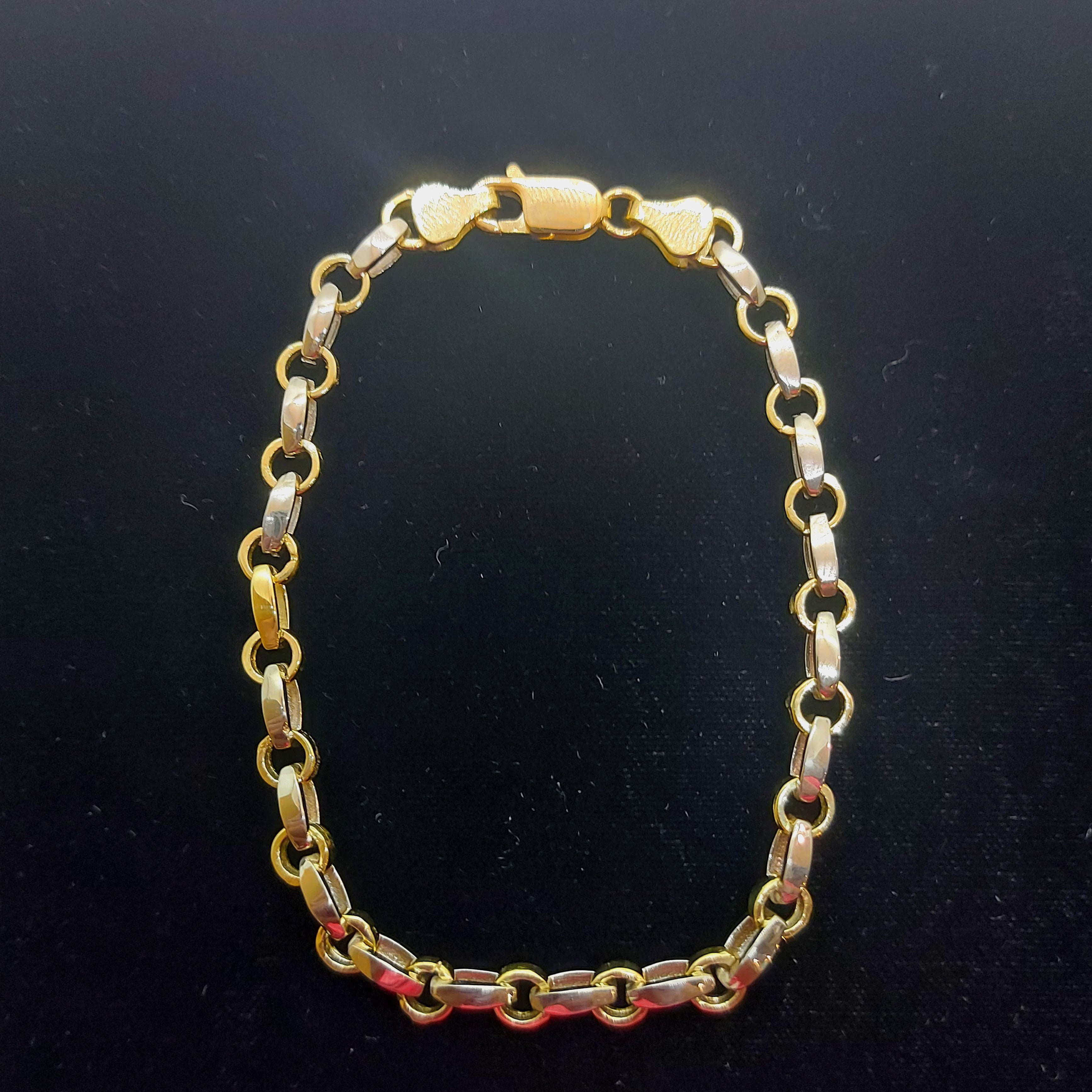 Bracelet en or bicolore maille Rolo et maille ovale