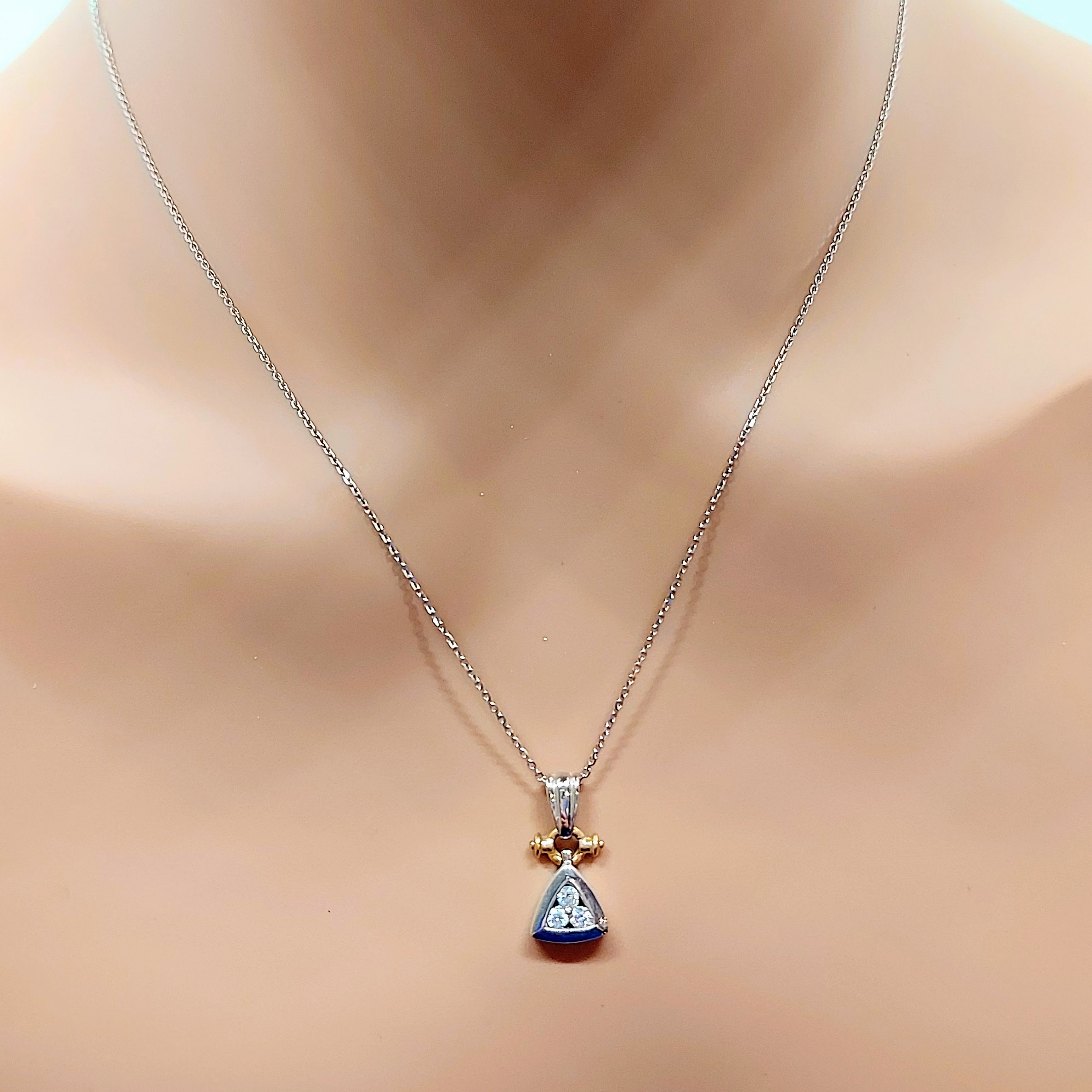 0.20ct Diamond Round cut Necklace for Women | 14k Real Solid Gold | Triangle shaped Pendant with Round cut Diamonds