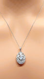 14k Real Solid Gold Oval shaped with CZs Necklace for women