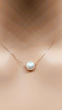 10k Real Solid Pink/Rose Gold Pearl Necklace for women