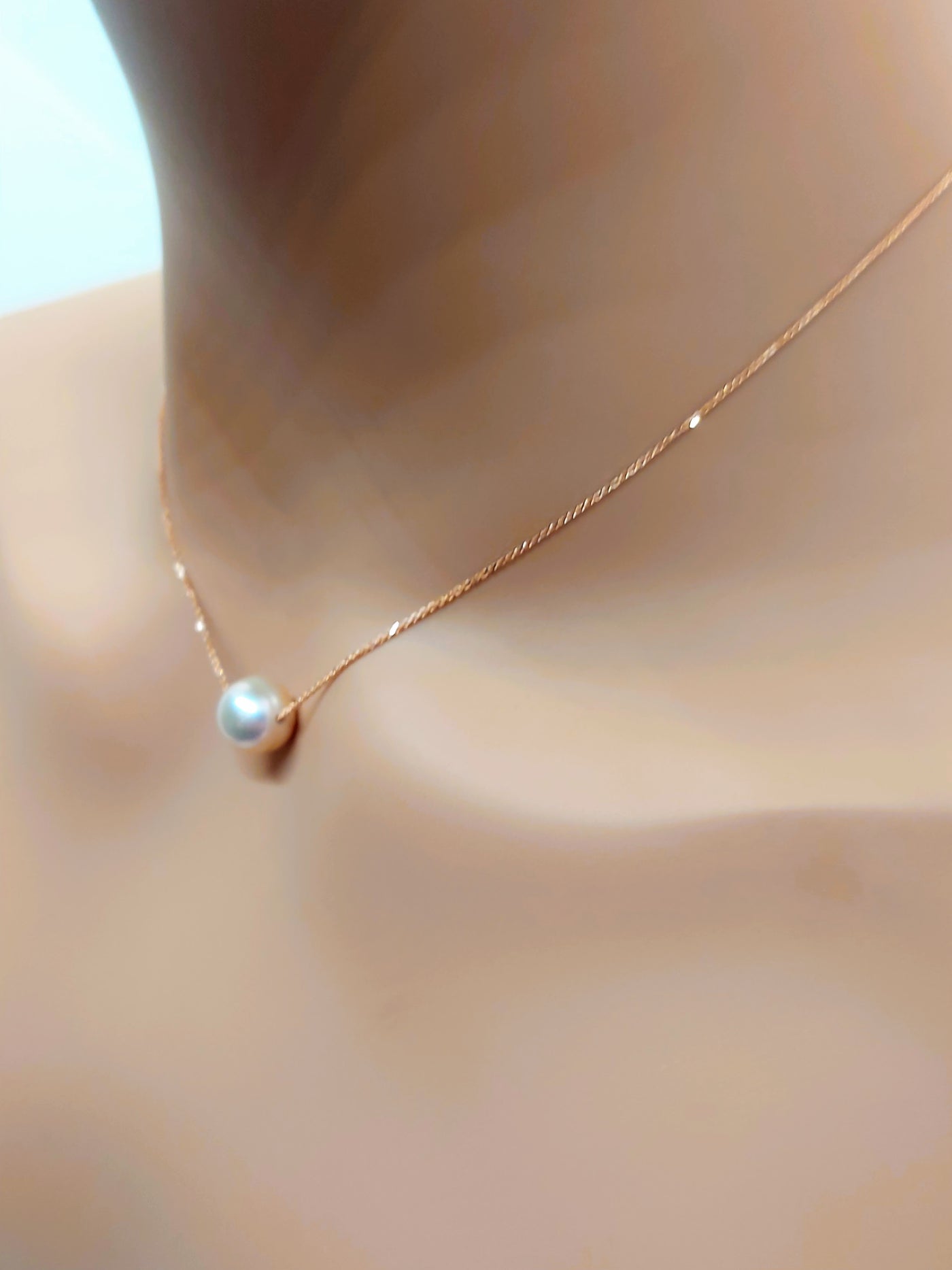 10k Real Solid Pink/Rose Gold Pearl Necklace for women