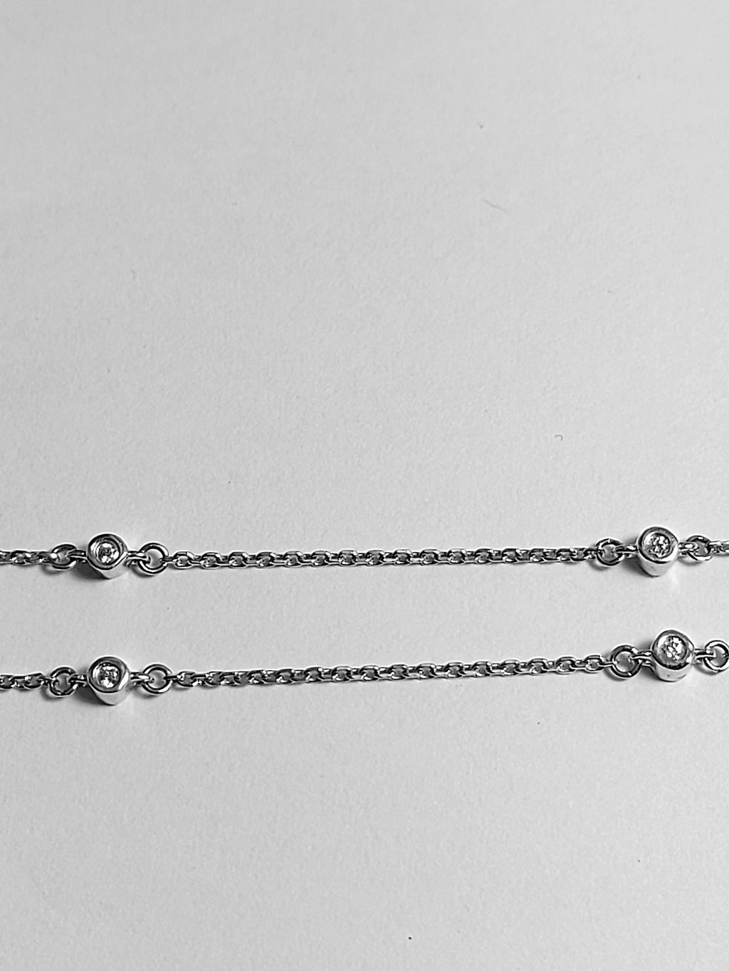 14k Real Solid White Gold Necklace with very high quality Princess cut and Round CZ stones