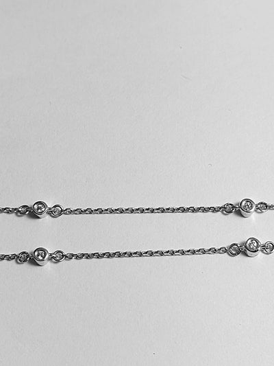 14k Real Solid White Gold Necklace with very high quality Princess cut and Round CZ stones