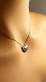 Collier cœur en or blanc véritable 14 carats avec de vrais diamants, collier en forme de cœur, cadeau de Saint-Valentin