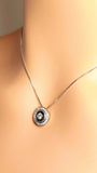 14k Real Solid White Gold with Round Pendant and Real Natural Diamonds for women
