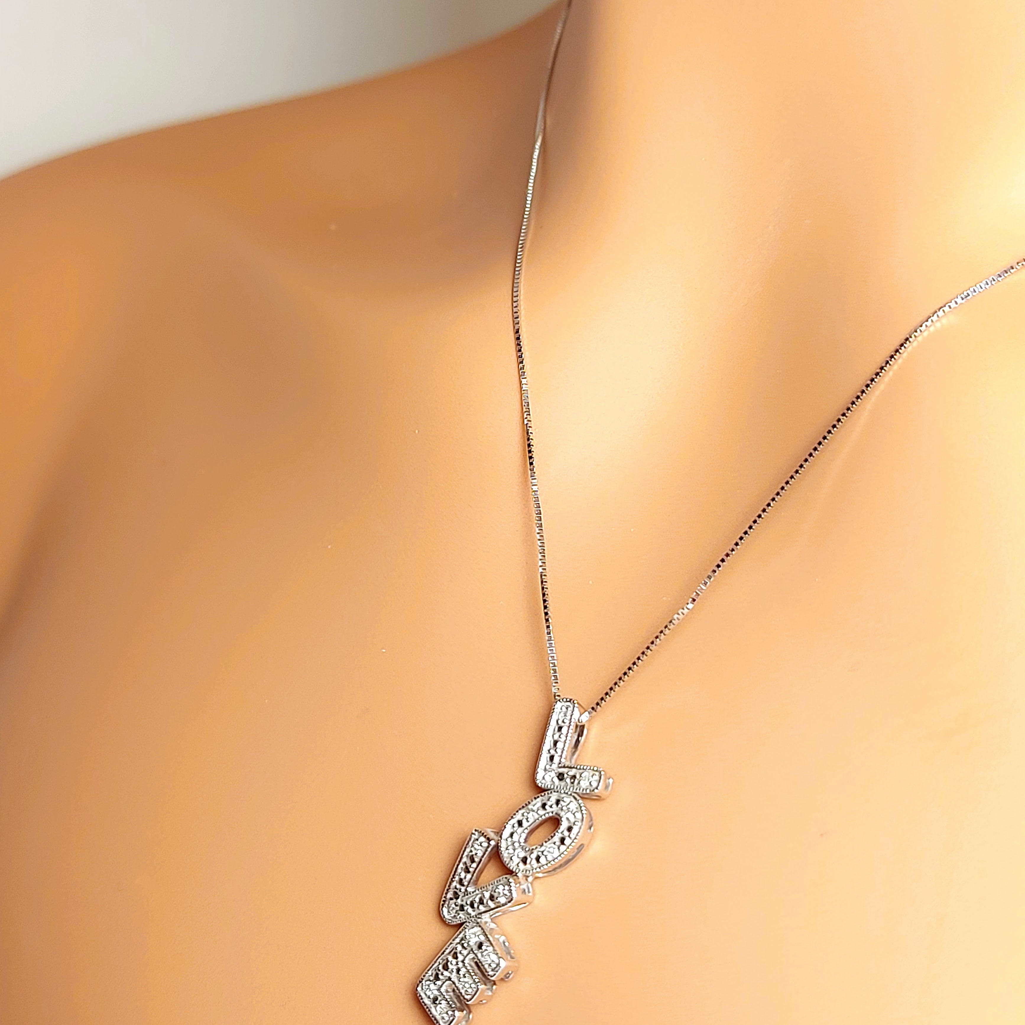 14k Real Solid Gold White Gold Love Necklace, Love Necklace for women