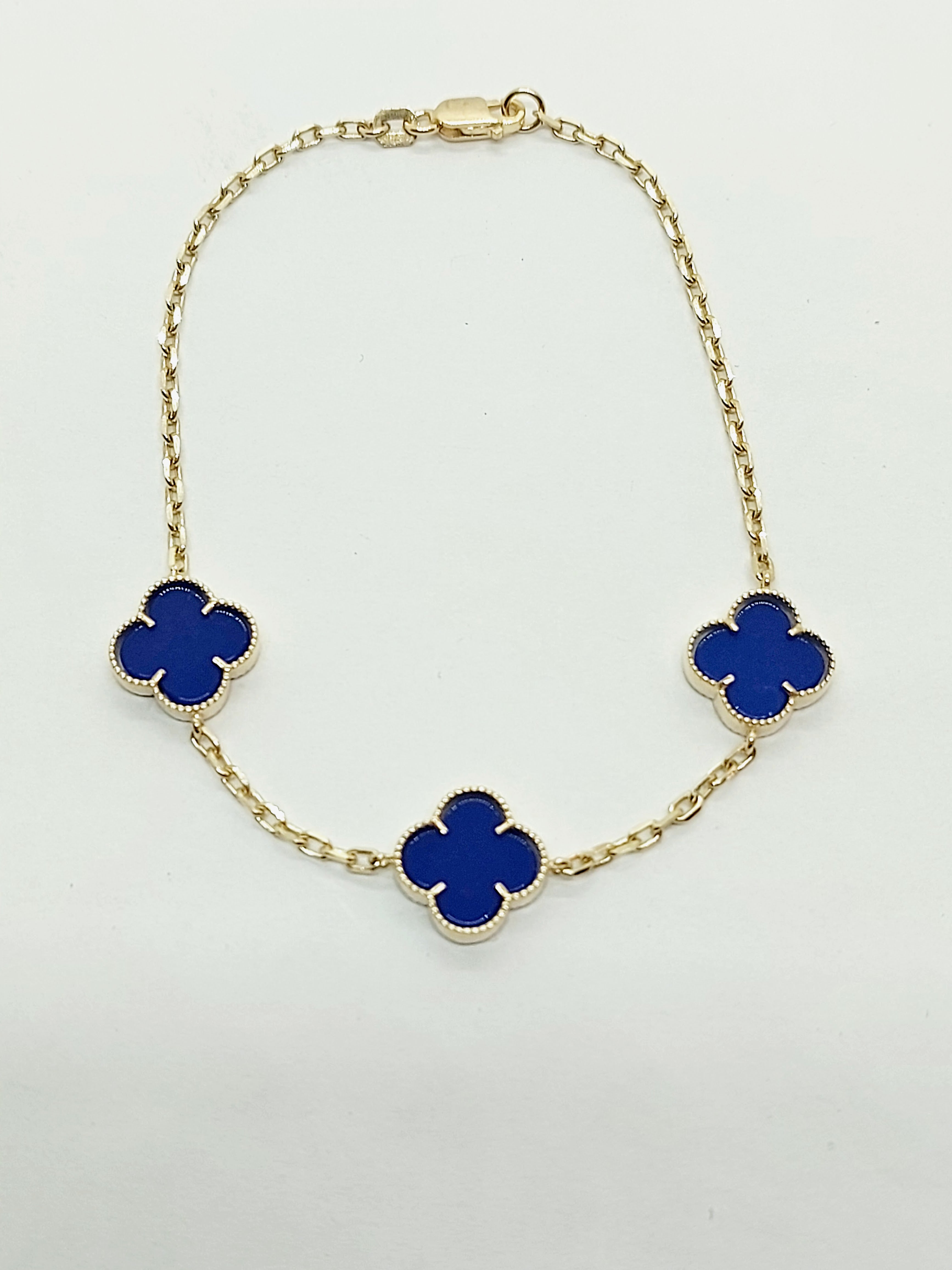 10k Gold Dark Blue Clover Leaf