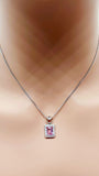 Collier topaze rose taille émeraude 14 carats