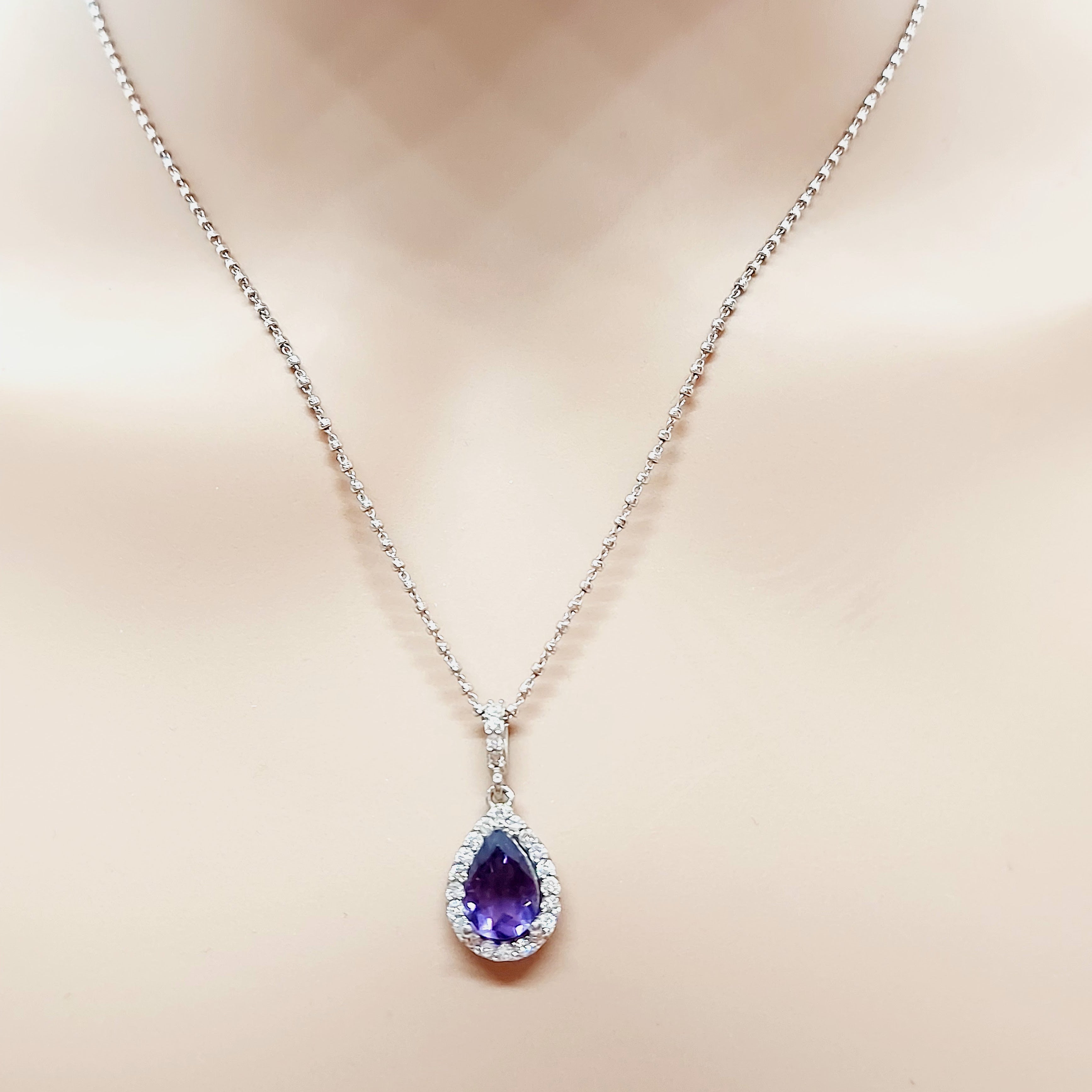 Collier améthyste poire 14 carats