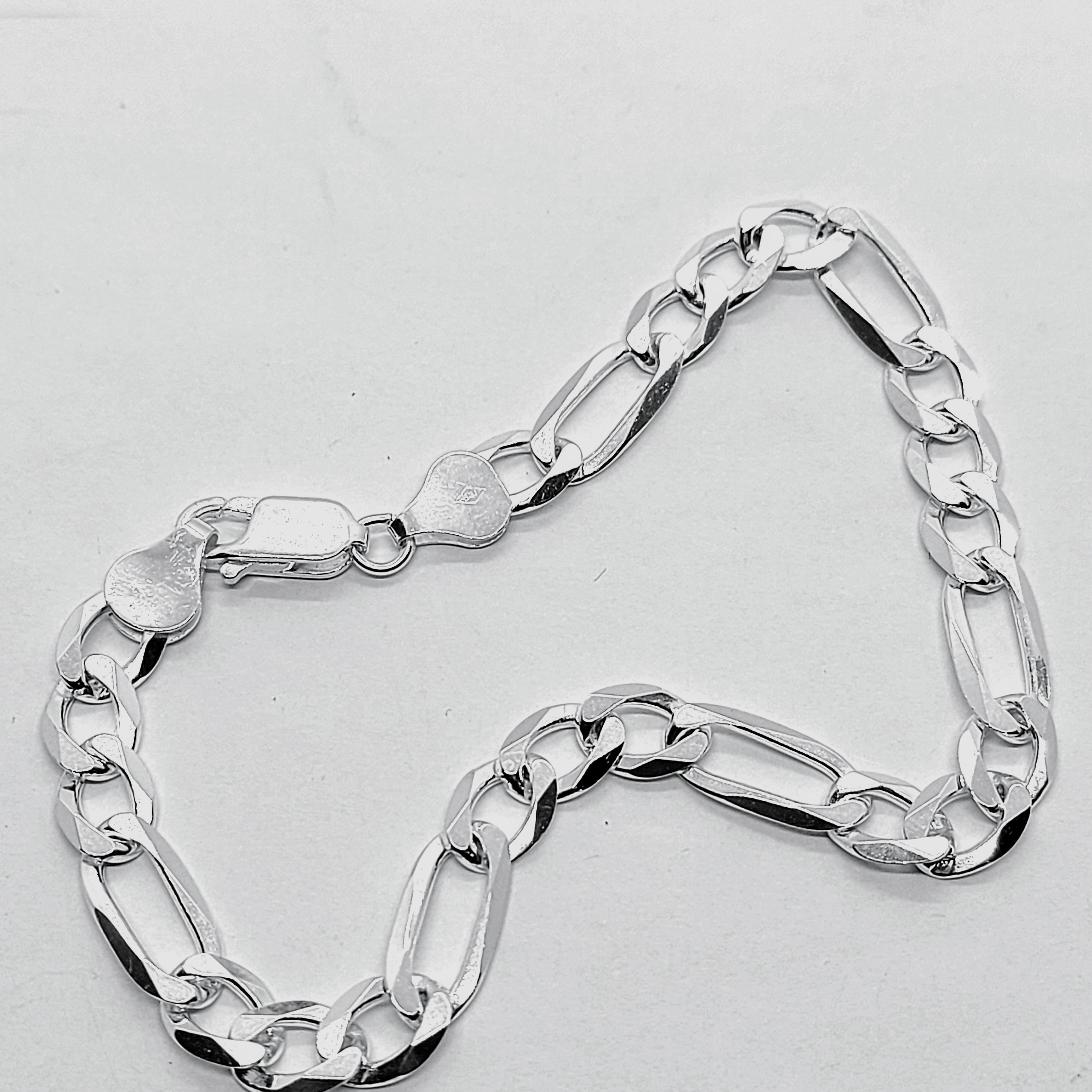 Bracelet Figaro Argent Sterling 925 Italie