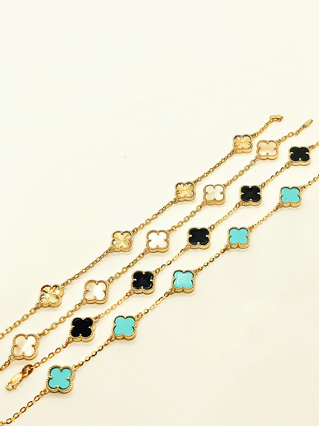 10k Solid Gold Customizable Clover leaf Bracelets