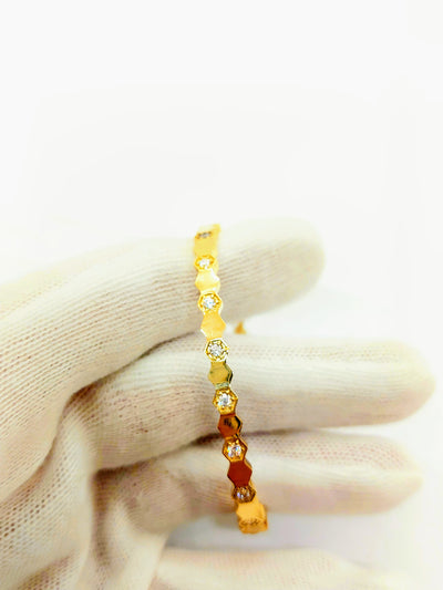 Customizable 10k 14k 18k Bangle Bracelet, Personalized bangle Bracelet with Natural Diamonds, Lab Diamonds, and CZ, Custom Cuff Oval Bangle, Secure Bangle, Fashionable gift