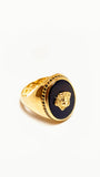 Bague en or 10 carats avec Méduse sur onyx
