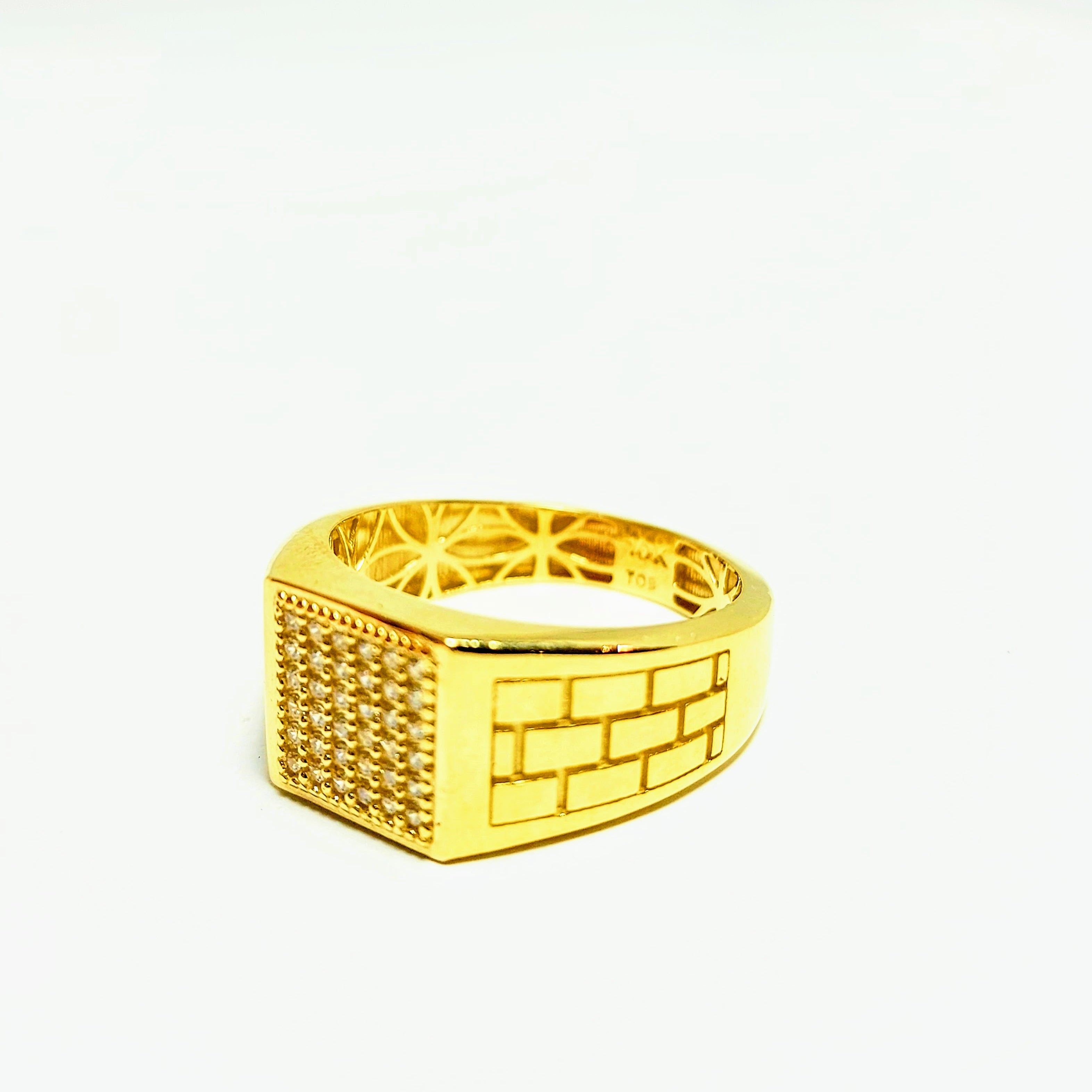 Bague en or 10 carats avec motif de liaison en brique