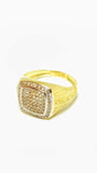 Bague en or 10 carats avec motif méandre et zircone cubique