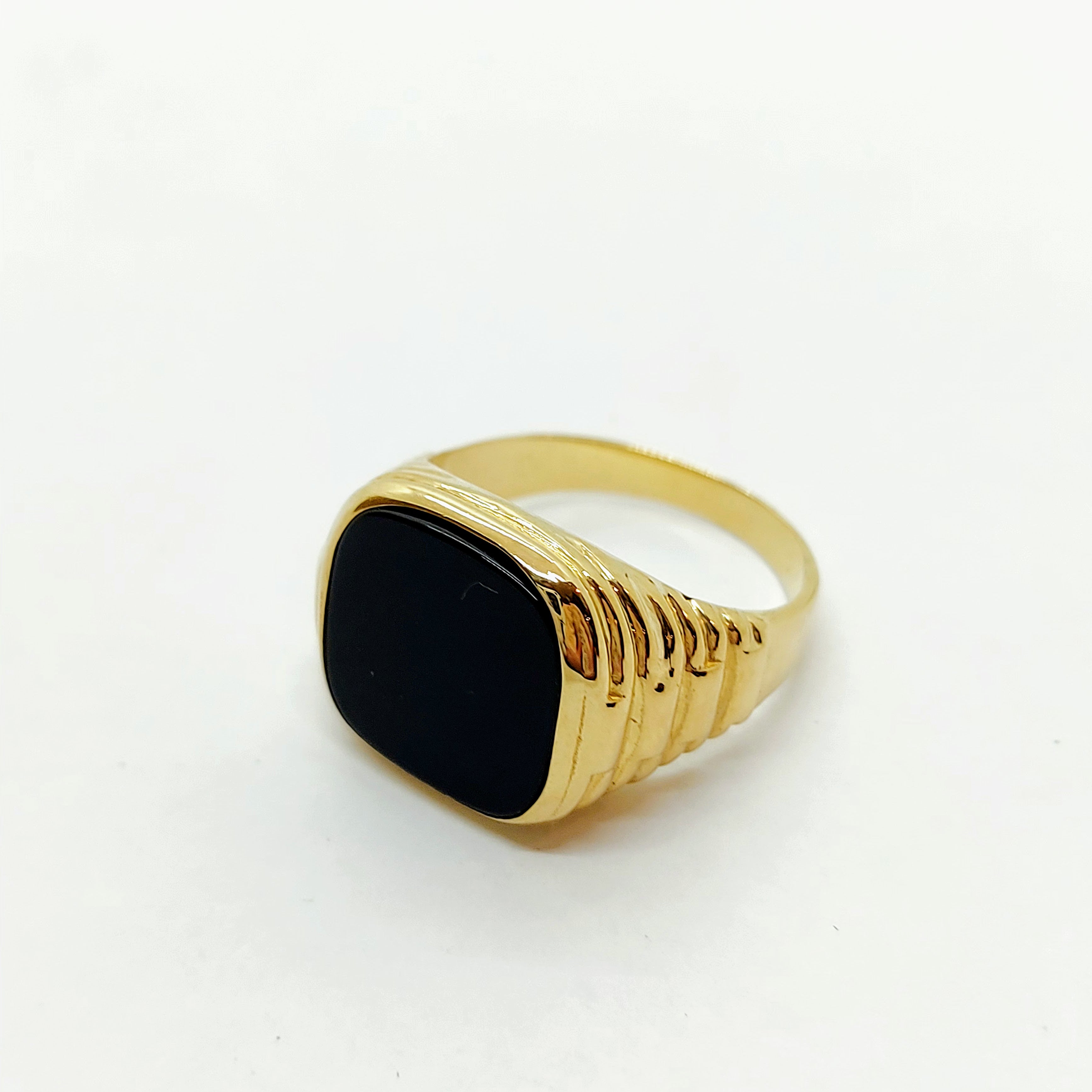 Bague Chevalier en Onyx Carré Or 10K