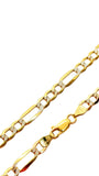 A 10k gold Figaro diamond cut chain with inset stones, displayed against a white background.
