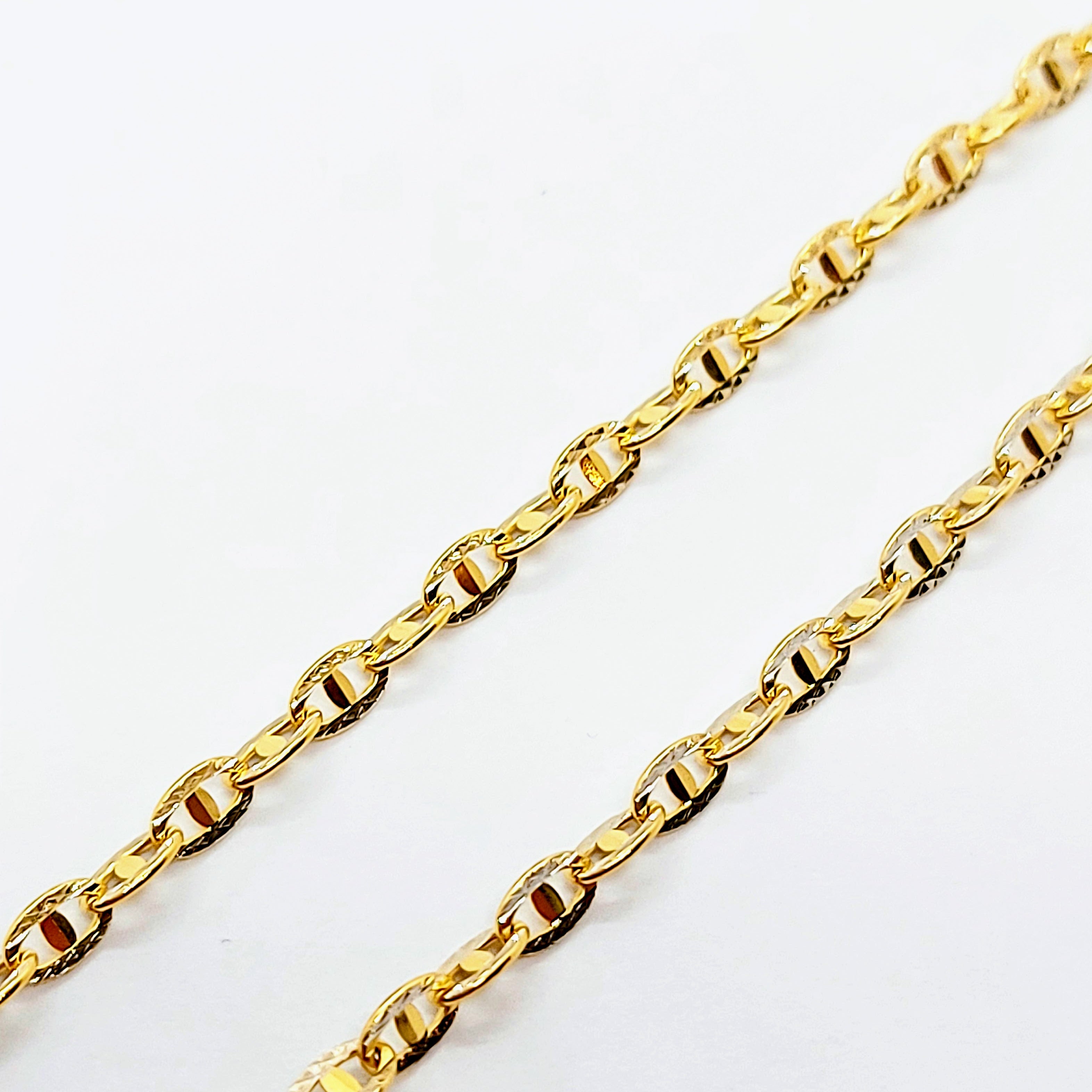 Chaîne en or 10K maille marine fine diamantée