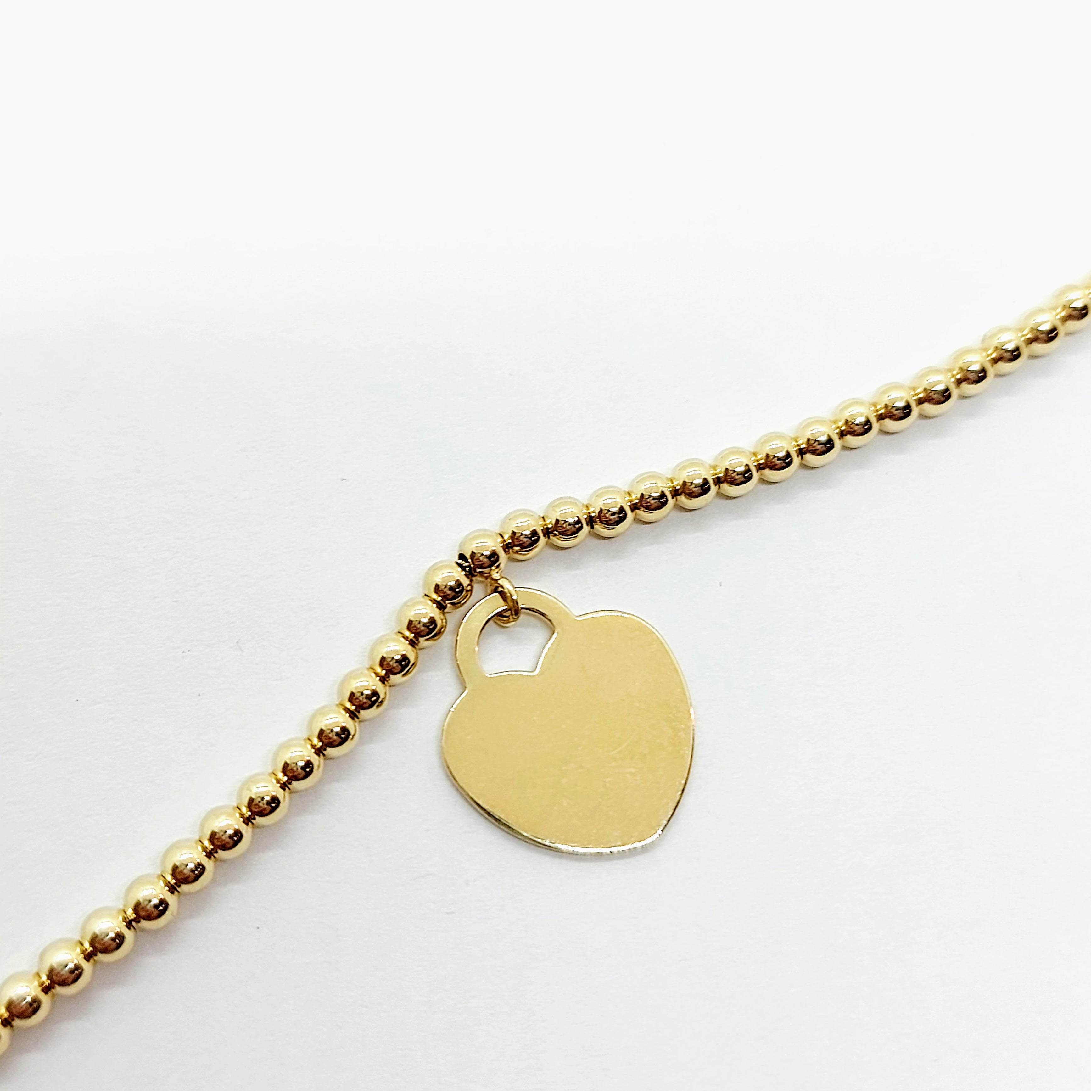 Gold Ball Bracelet with heart