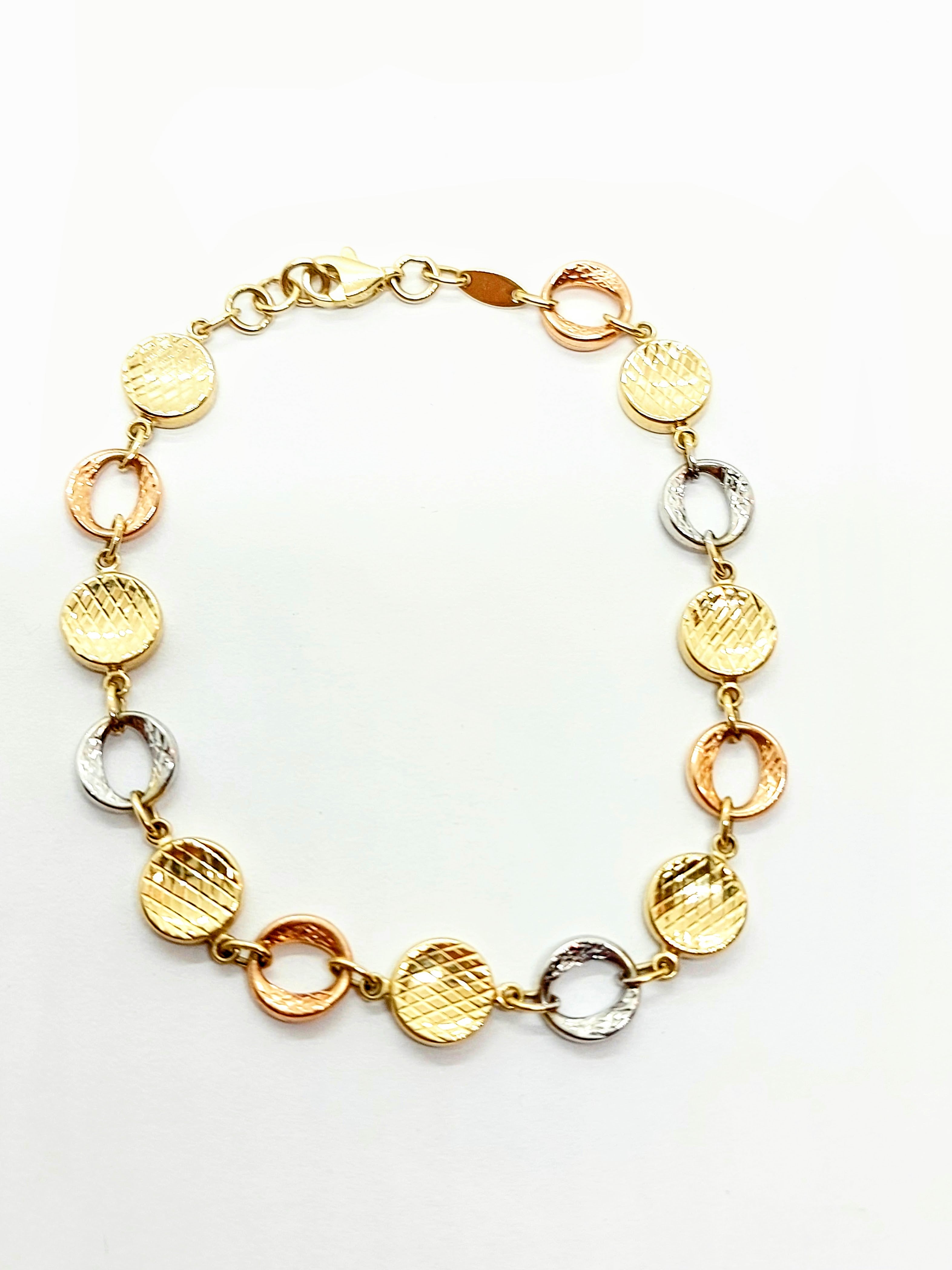 3 tone Round Gold Bracelet