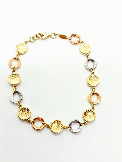 3 tone Round Gold Bracelet