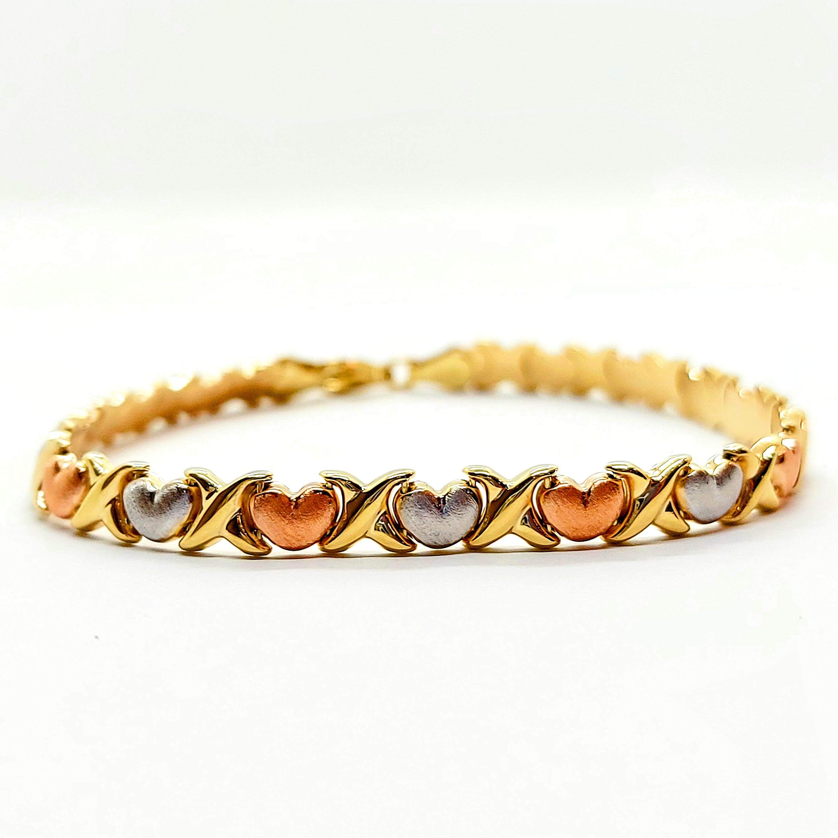 Bracelet cœur 3 tons or 10K