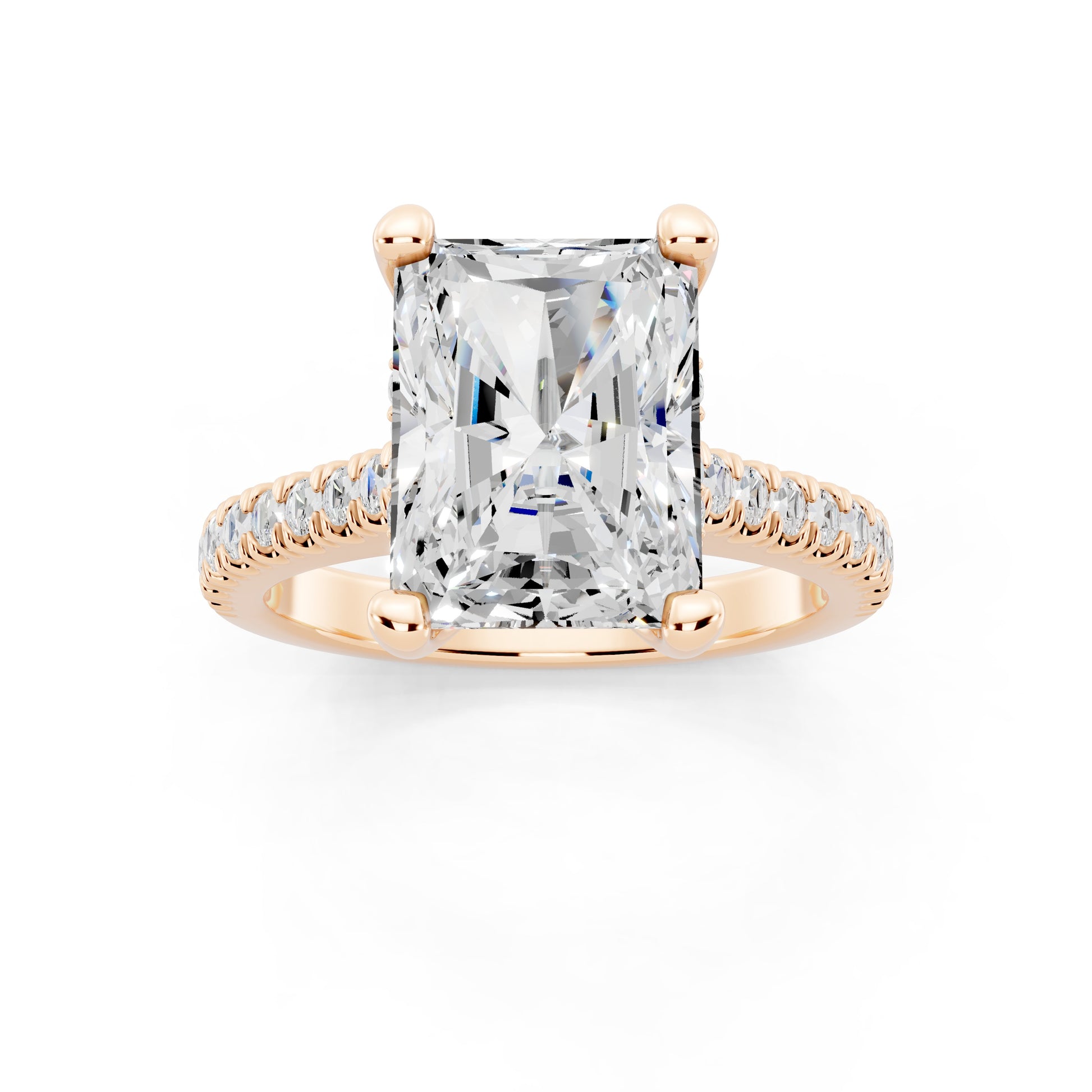 Customizable 2.5ct Lab Diamond Radiant cut Engagement Ring with Hidden Halo