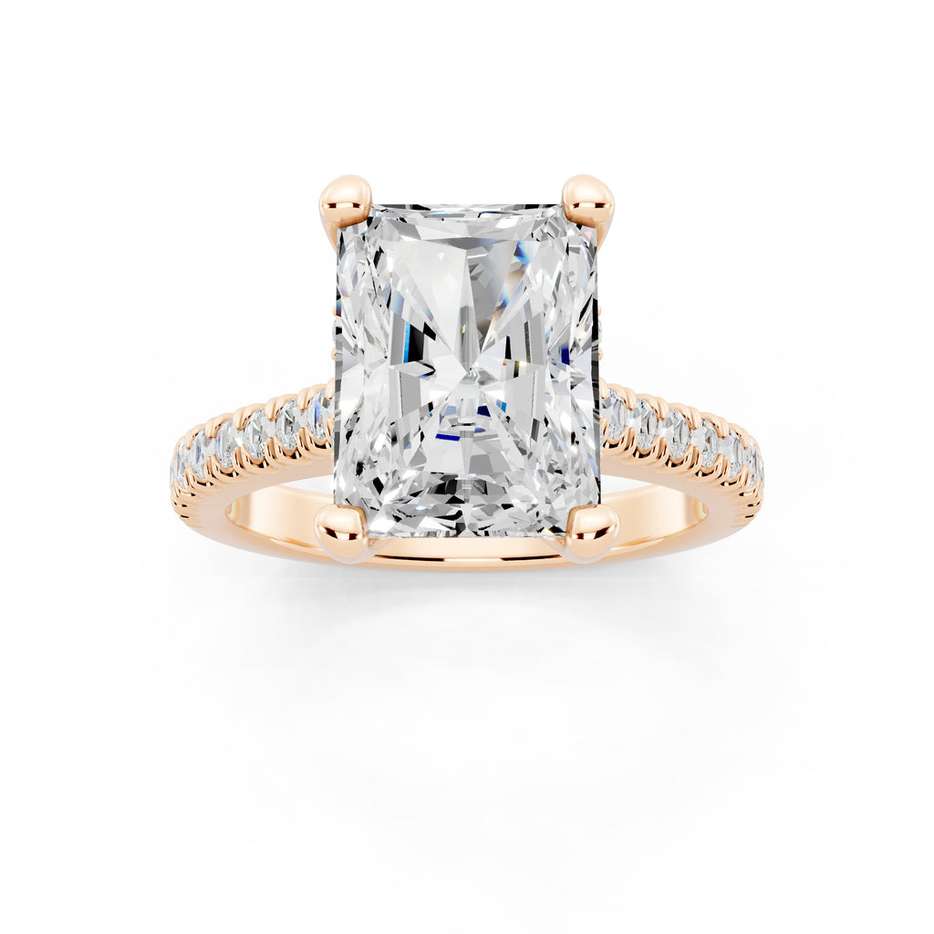 Customizable 2.5ct Lab Diamond Radiant cut Engagement Ring with Hidden Halo