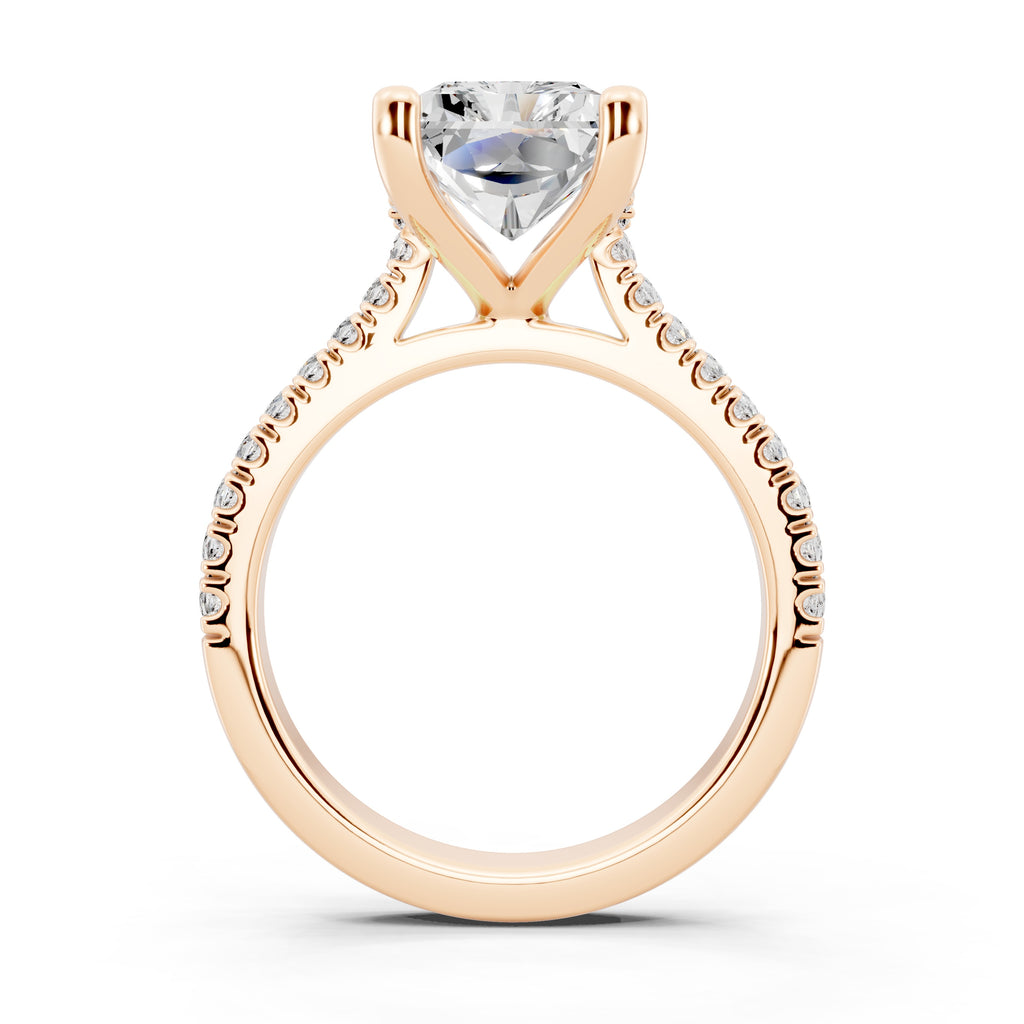 Customizable 2.5ct Lab Diamond Radiant cut Engagement Ring with Hidden Halo