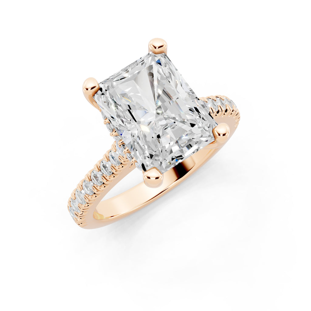 Customizable 2.5ct Lab Diamond Radiant cut Engagement Ring with Hidden Halo