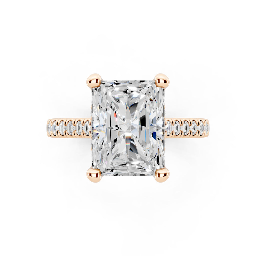 Customizable 2.5ct Lab Diamond Radiant cut Engagement Ring with Hidden Halo