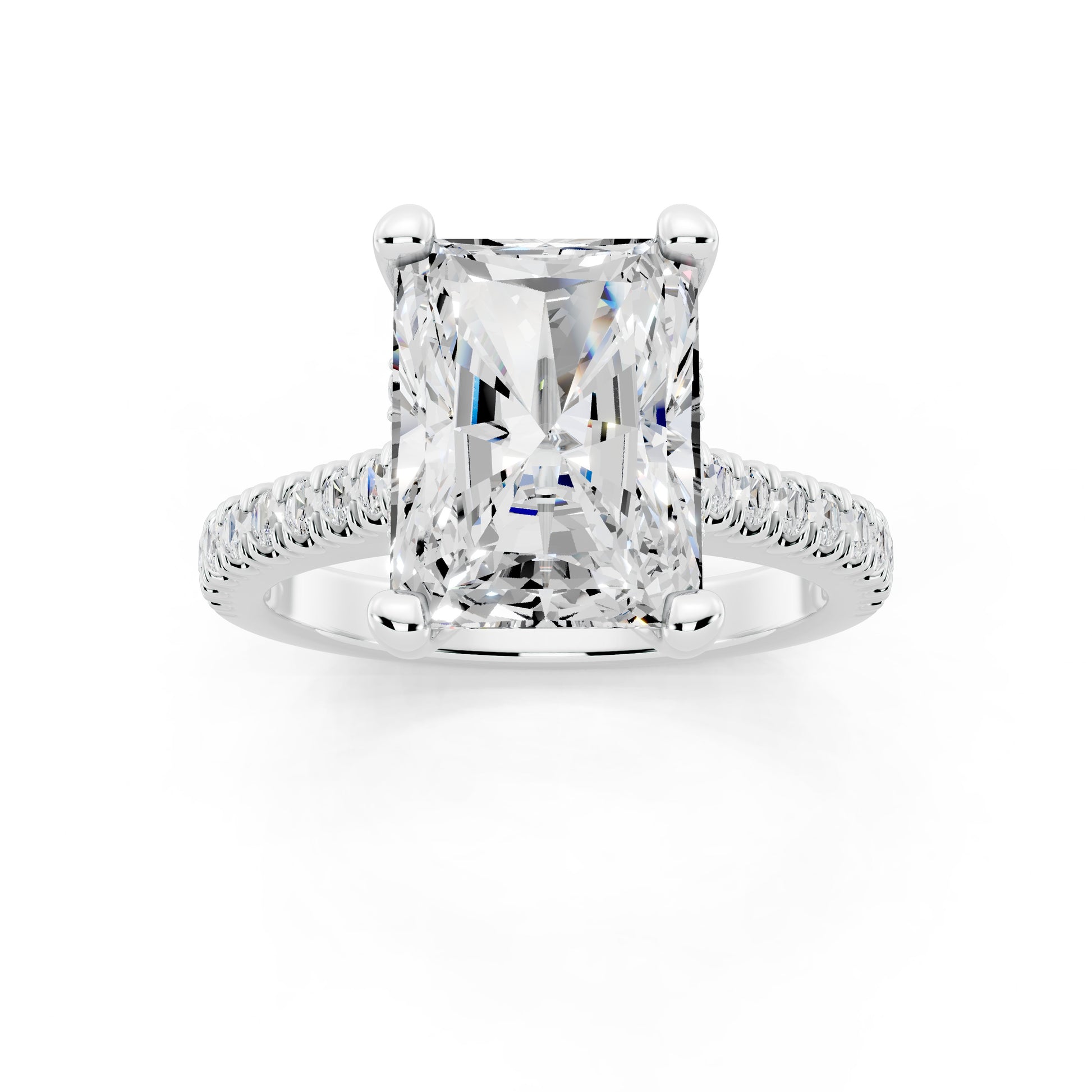 Customizable 2.5ct Lab Diamond Radiant cut Engagement Ring with Hidden Halo