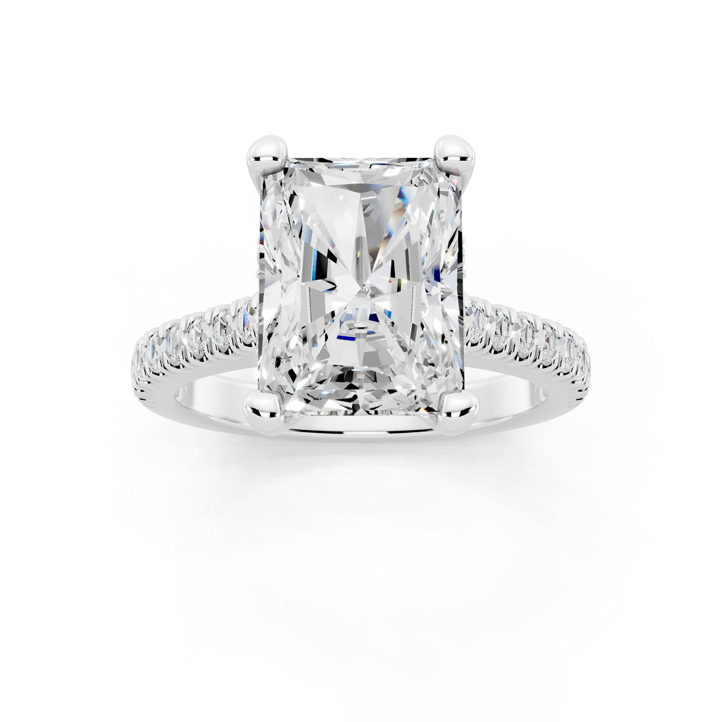 Customizable 2.5ct Lab Diamond Radiant cut Engagement Ring with Hidden Halo