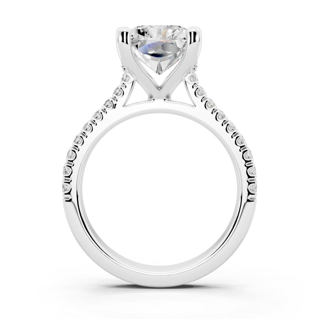 Customizable 2.5ct Lab Diamond Radiant cut Engagement Ring with Hidden Halo