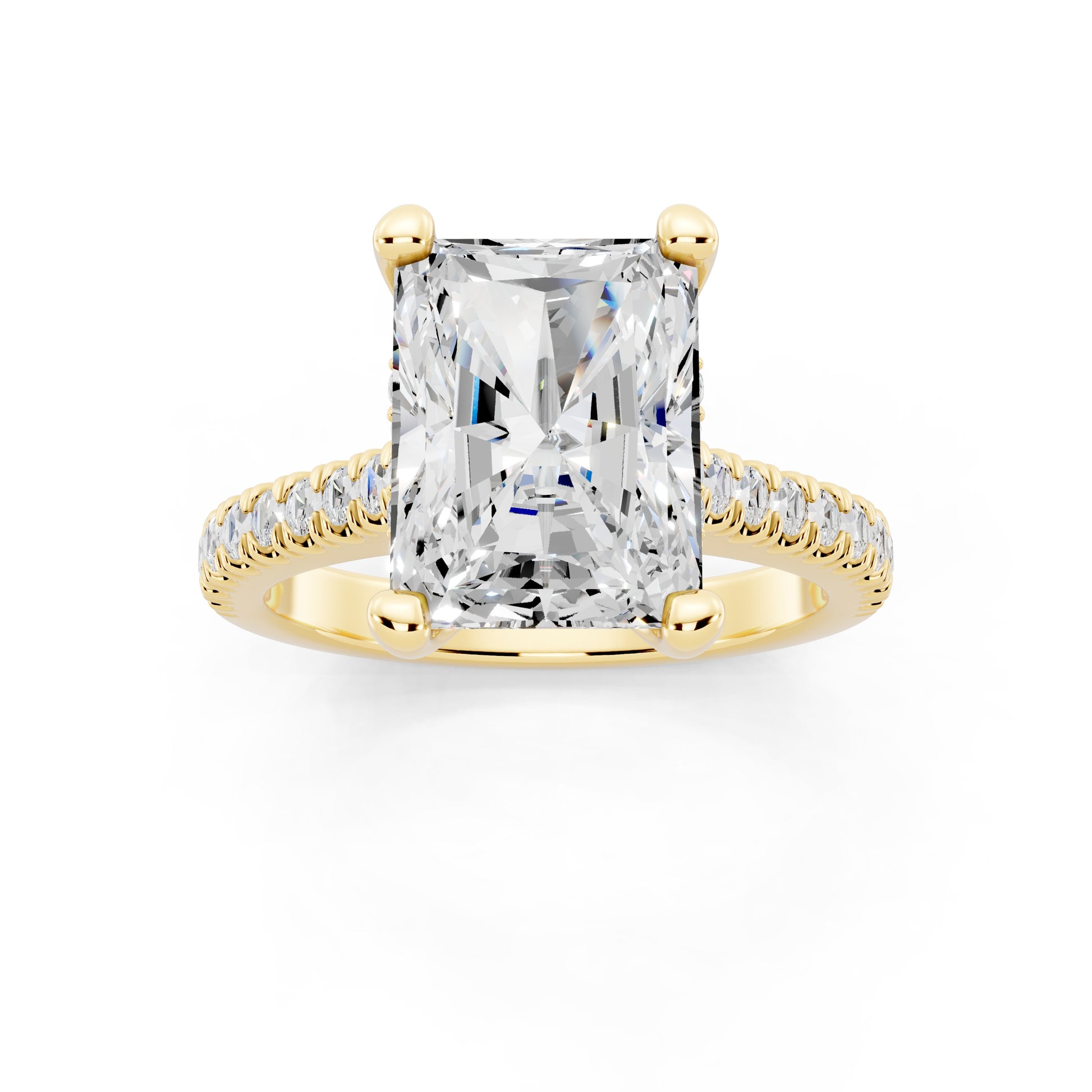 Customizable 2.5ct Lab Diamond Radiant cut Engagement Ring with Hidden Halo